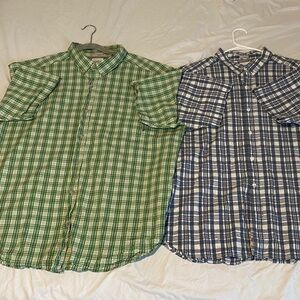 Columbia Sportswear Company Green and Blue Plaid Men's Shirts